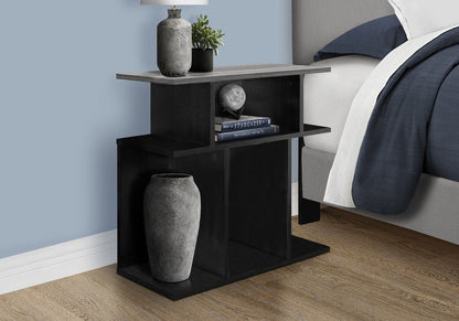 24" Gray and Black Wood Floor Shelf End Table With 6 HomeRoots