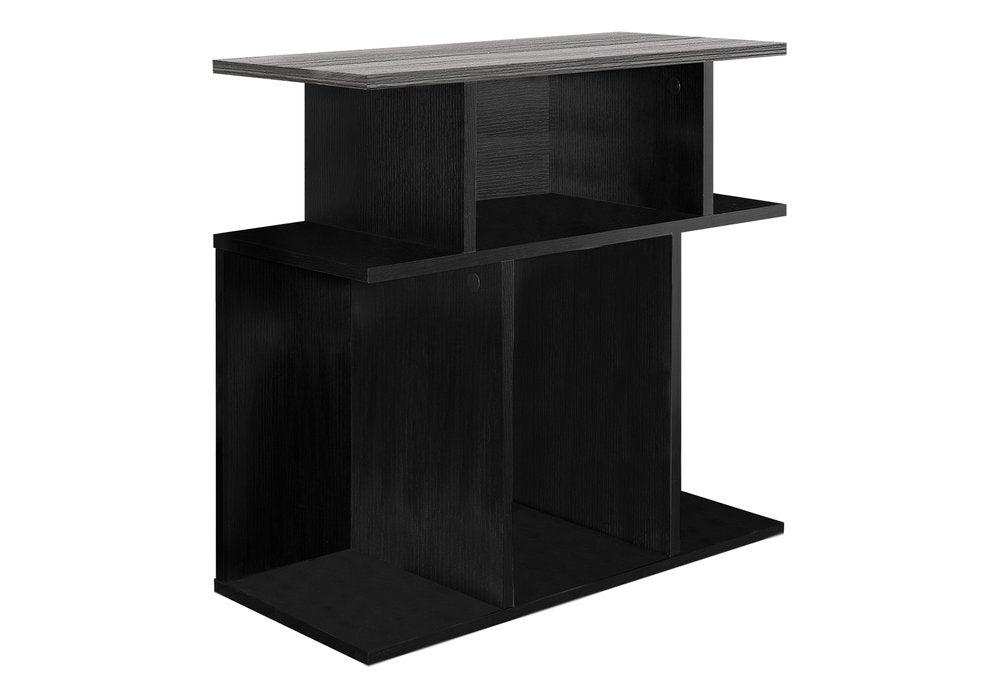 24" Gray And Black Wood Floor Shelf End Table With Six Open Shelves — view 3