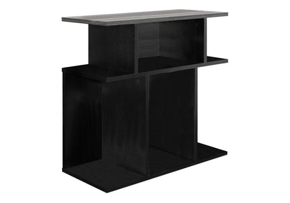 24" Gray And Black Wood Floor Shelf End Table With Six Open Shelves