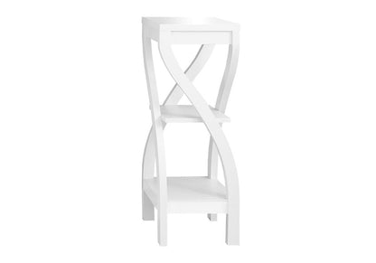 32" White Wood Square End Table With Two Shelves