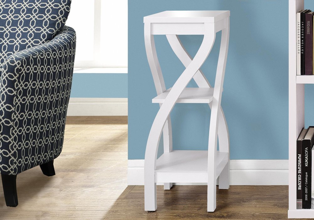 32" White Wood Square End Table With Two Shelves HomeRoots