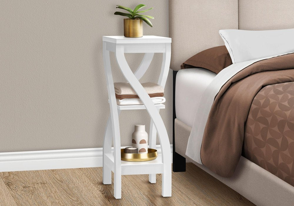 32" White Wood Square End Table With Two Shelves — view 6