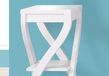 32" White Wood Square End Table With Two Shelves HomeRoots