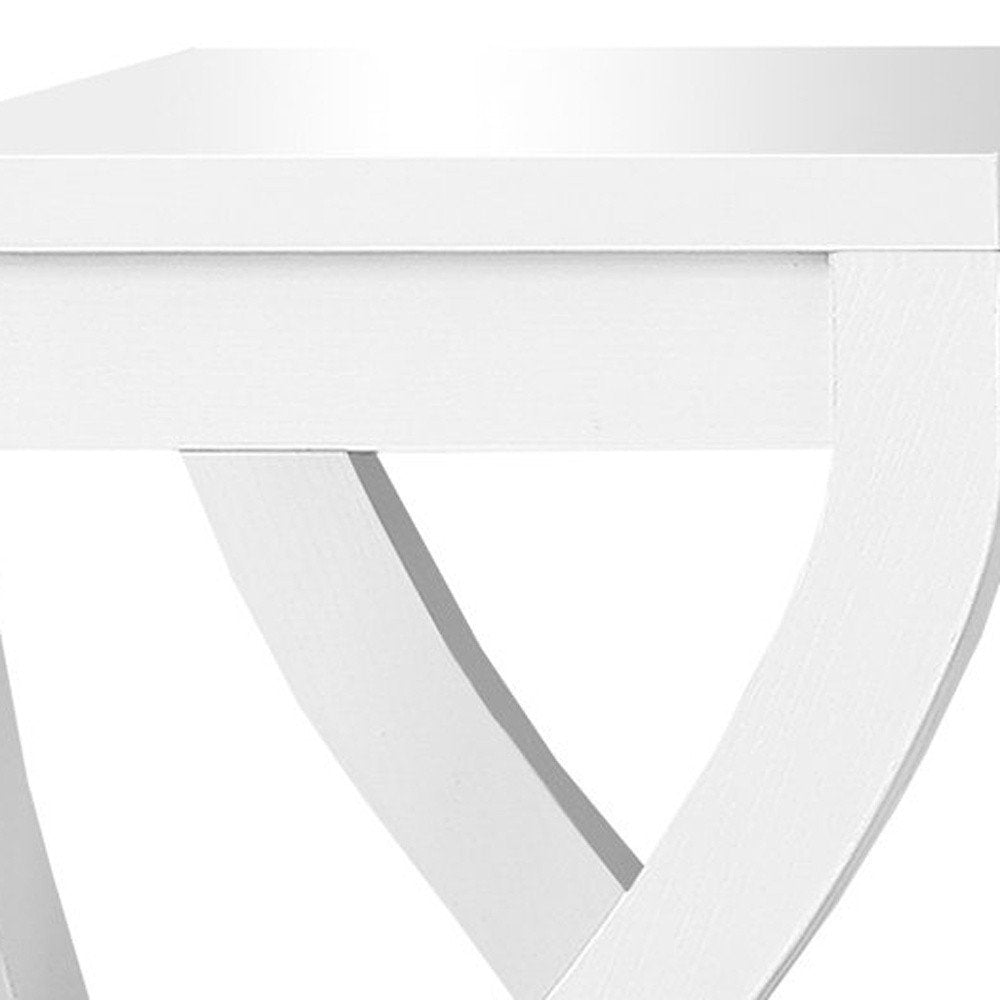 32" White Wood Square End Table With Two Shelves — view 2