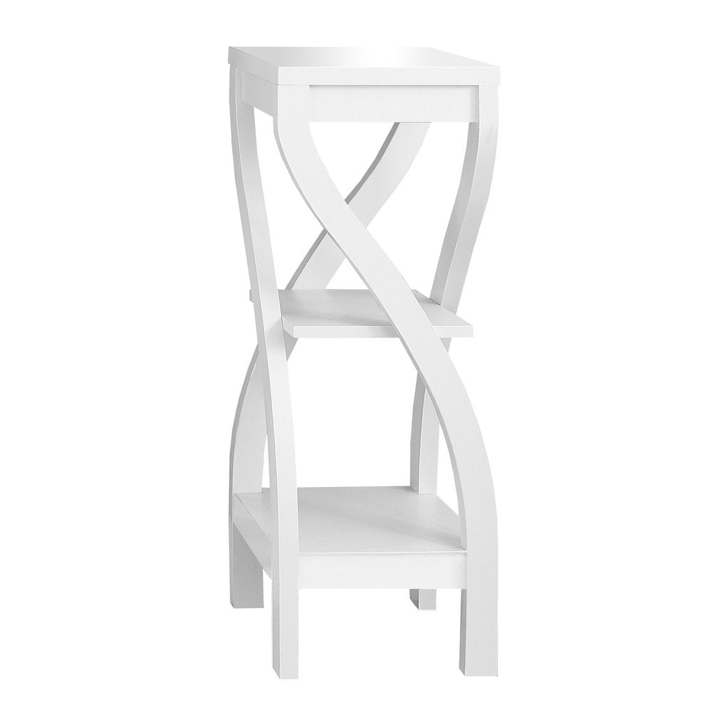 32" White Wood Square End Table With Two Shelves HomeRoots