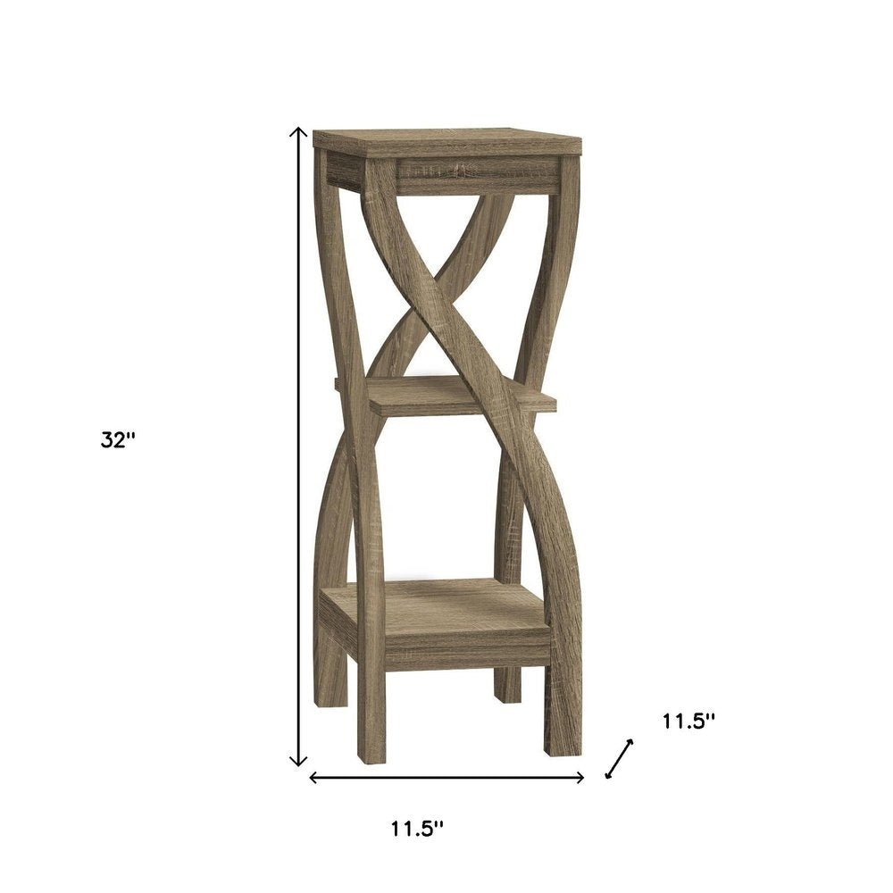 32" White Wood Square End Table With Two Shelves HomeRoots