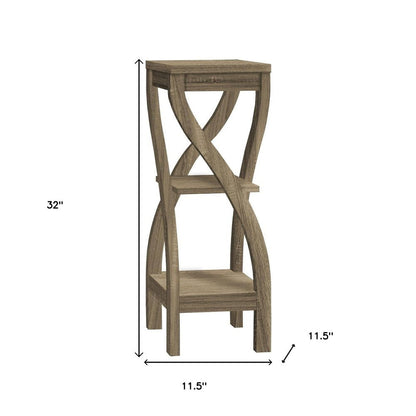 32" White Wood Square End Table With Two Shelves HomeRoots
