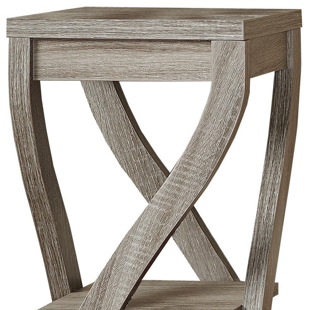 32" White Wood Square End Table With Two Shelves — view 11