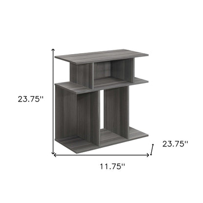 24" Dark Gray Wood End Table With Six Open Shelves HomeRoots