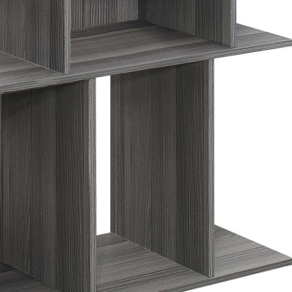 24" Dark Gray Wood End Table With Six Open Shelves HomeRoots