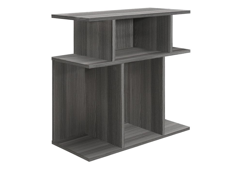 24" Dark Gray Wood End Table With Six Open Shelves HomeRoots