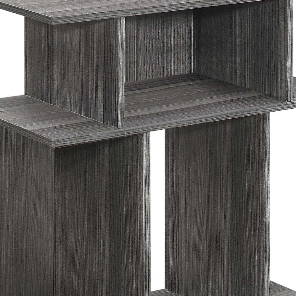 24" Gray Wood End Table With 6