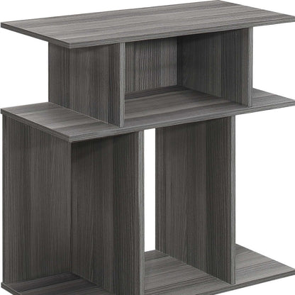 24" Gray Wood End Table With 6