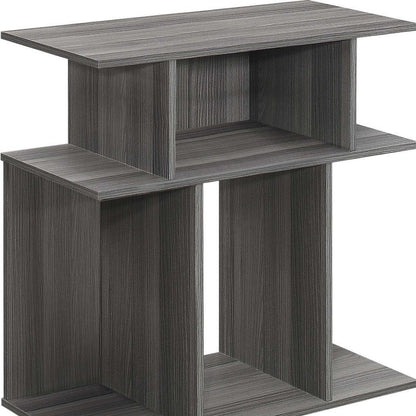 24" Dark Gray Wood End Table With Six Open Shelves HomeRoots