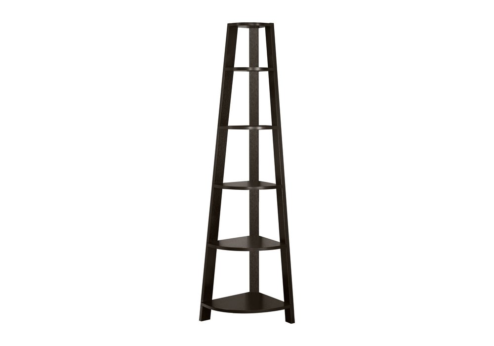 71" Gray Wood Five Tier Corner Bookcase HomeRoots