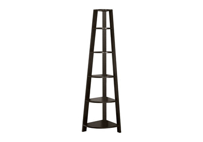 71" Gray Wood Five Tier Corner Bookcase HomeRoots