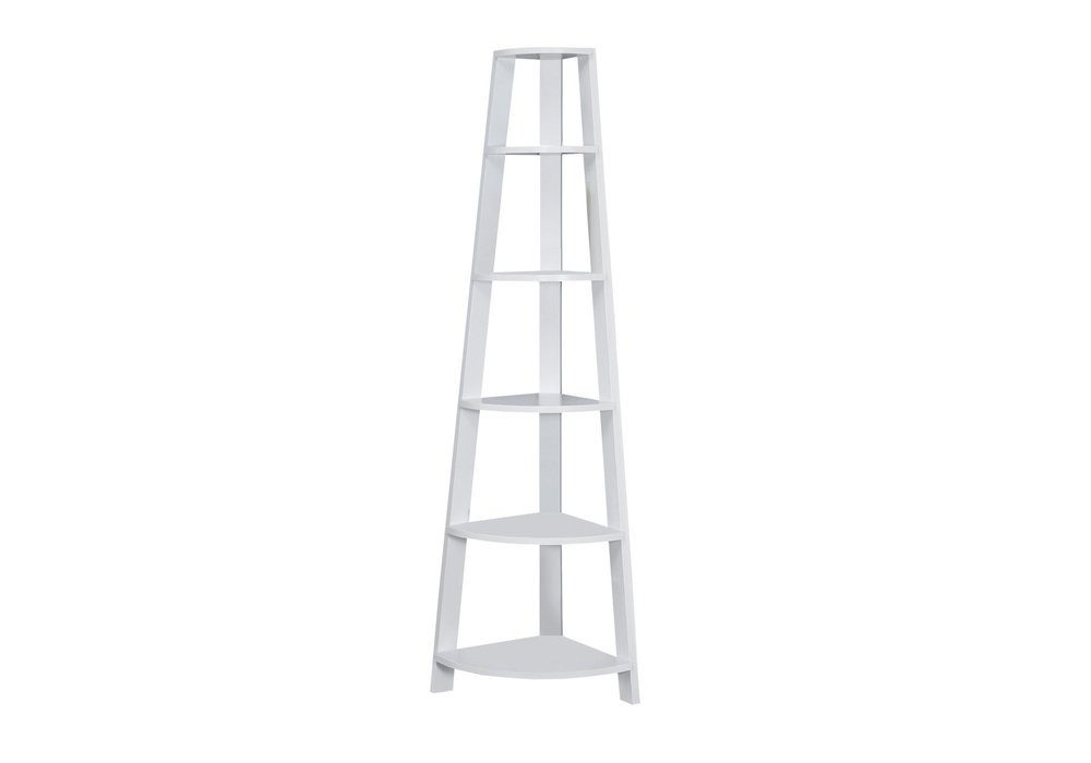 71" Gray Wood Five Tier Corner Bookcase HomeRoots