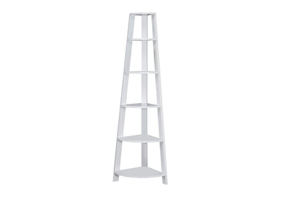 71" Gray Wood Five Tier Corner Bookcase HomeRoots