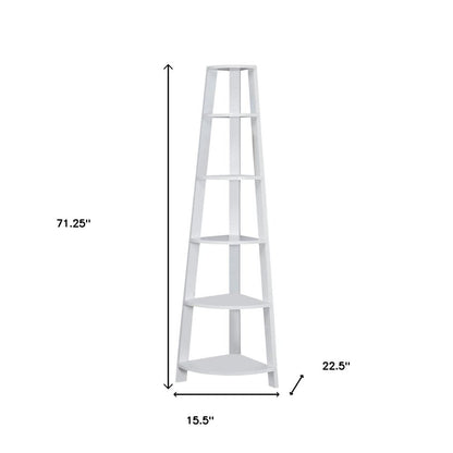 71" Gray Wood Five Tier Corner Bookcase HomeRoots