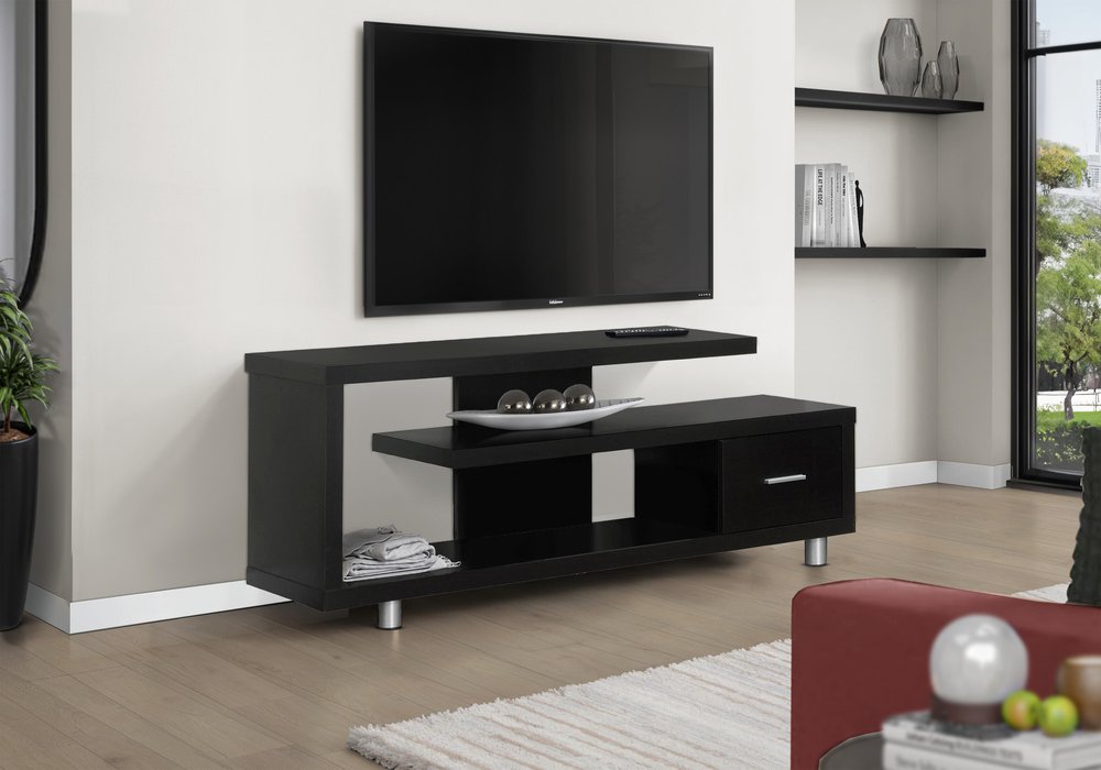 60" Dark Brown Cabinet Enclosed Storage TV Stand HomeRoots