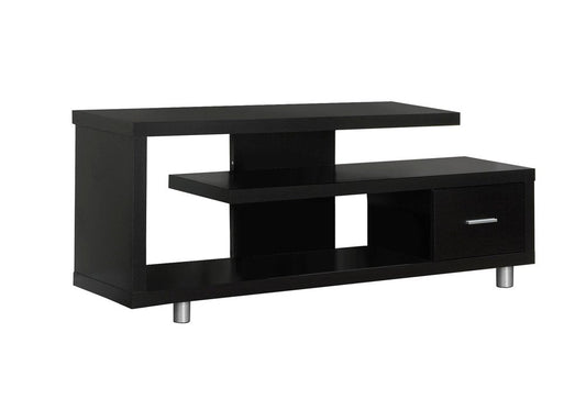 60" Dark Brown Cabinet Enclosed Storage TV Stand HomeRoots