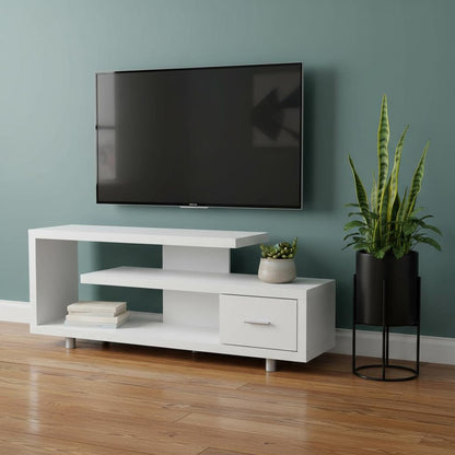 60" White Open Shelving TV Stand HomeRoots