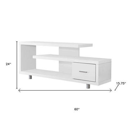 60" Dark Brown Cabinet Enclosed Storage TV Stand HomeRoots