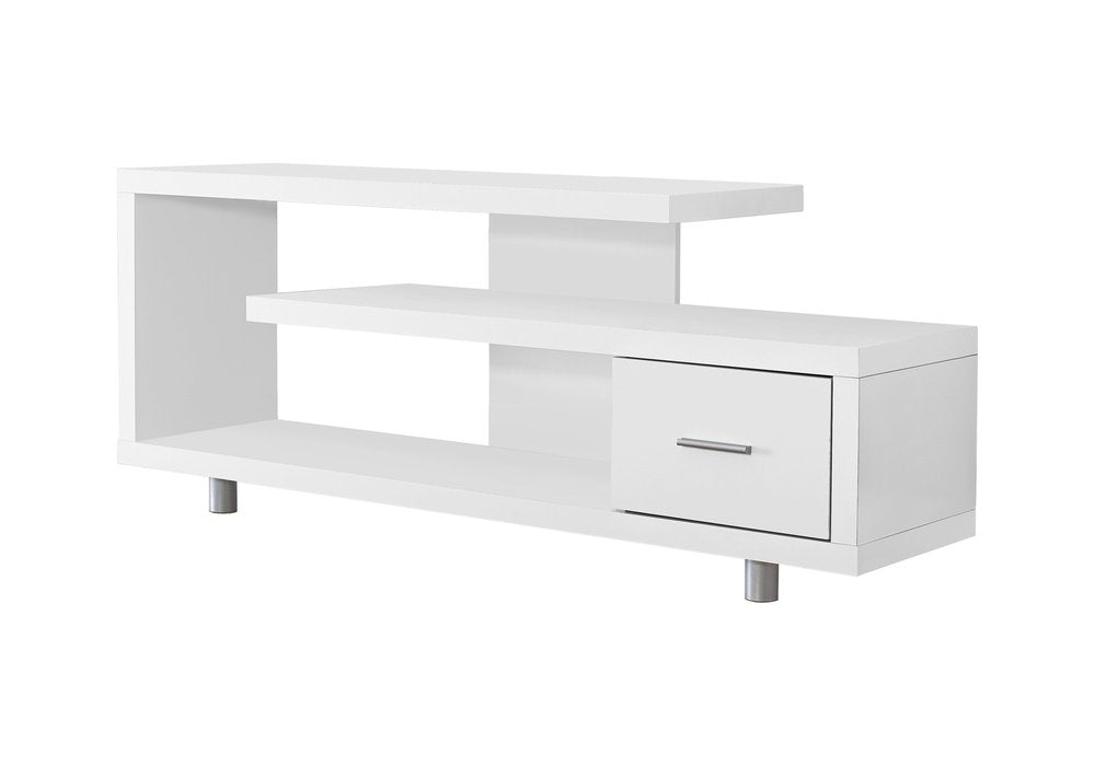 60" White Open Shelving TV Stand HomeRoots