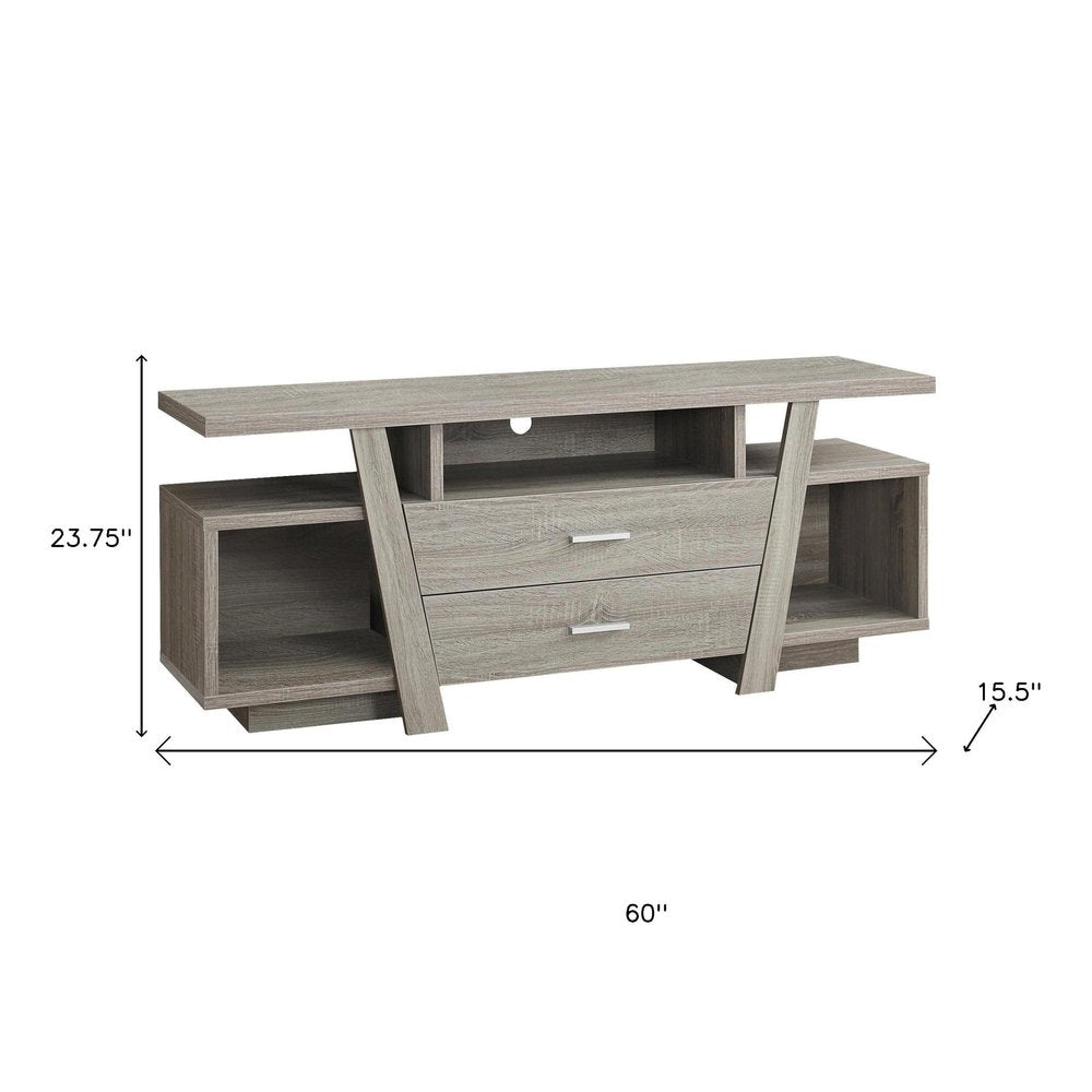 60" Deep Taupe Open Shelving TV Stand HomeRoots