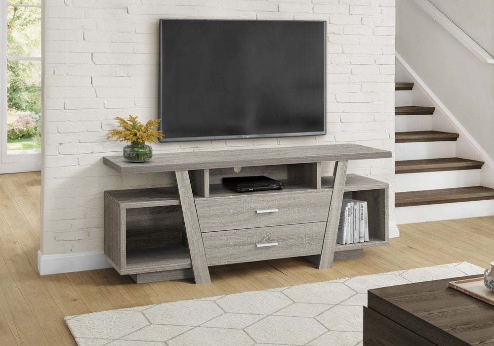 60" Deep Taupe Open Shelving TV Stand HomeRoots