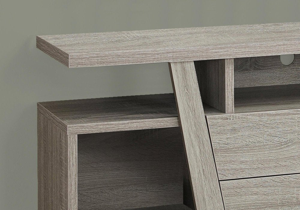 60" Deep Taupe Open Shelving TV Stand HomeRoots