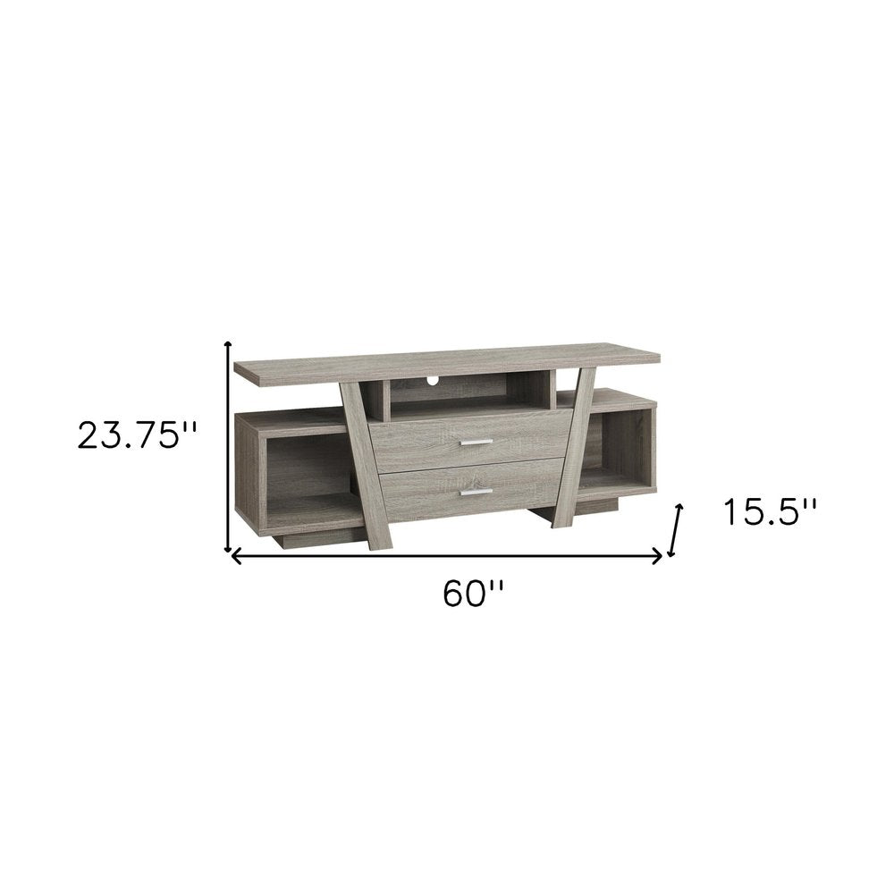 60" Deep Taupe Open Shelving TV Stand HomeRoots