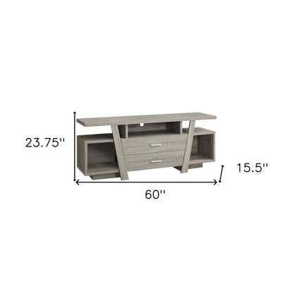 60" Deep Taupe Open Shelving TV Stand HomeRoots
