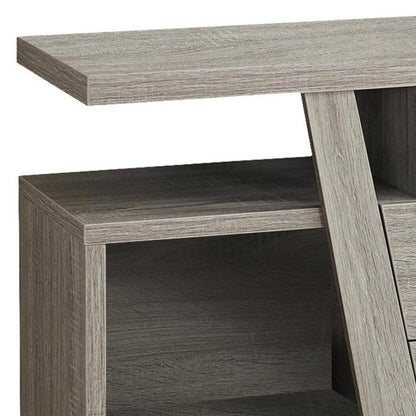 60" Deep Taupe Open Shelving TV Stand HomeRoots