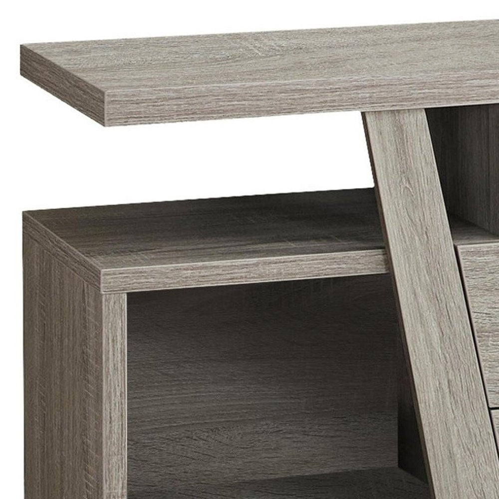 60" Deep Taupe Open Shelving TV Stand HomeRoots