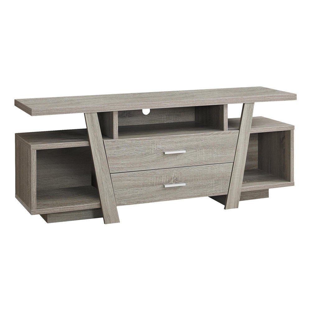 60" Deep Taupe Open Shelving TV Stand HomeRoots