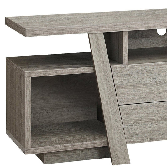 60" Deep Taupe Open Shelving TV Stand HomeRoots
