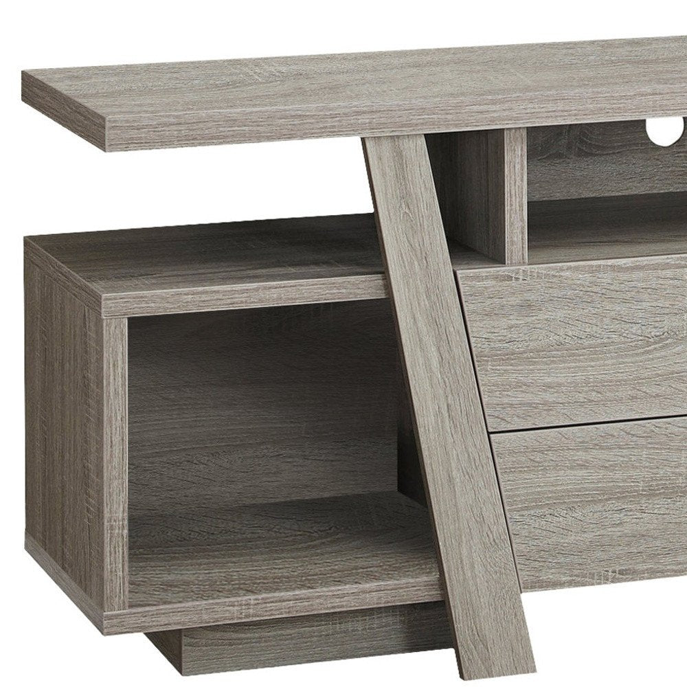 60" Deep Taupe Open Shelving TV Stand HomeRoots