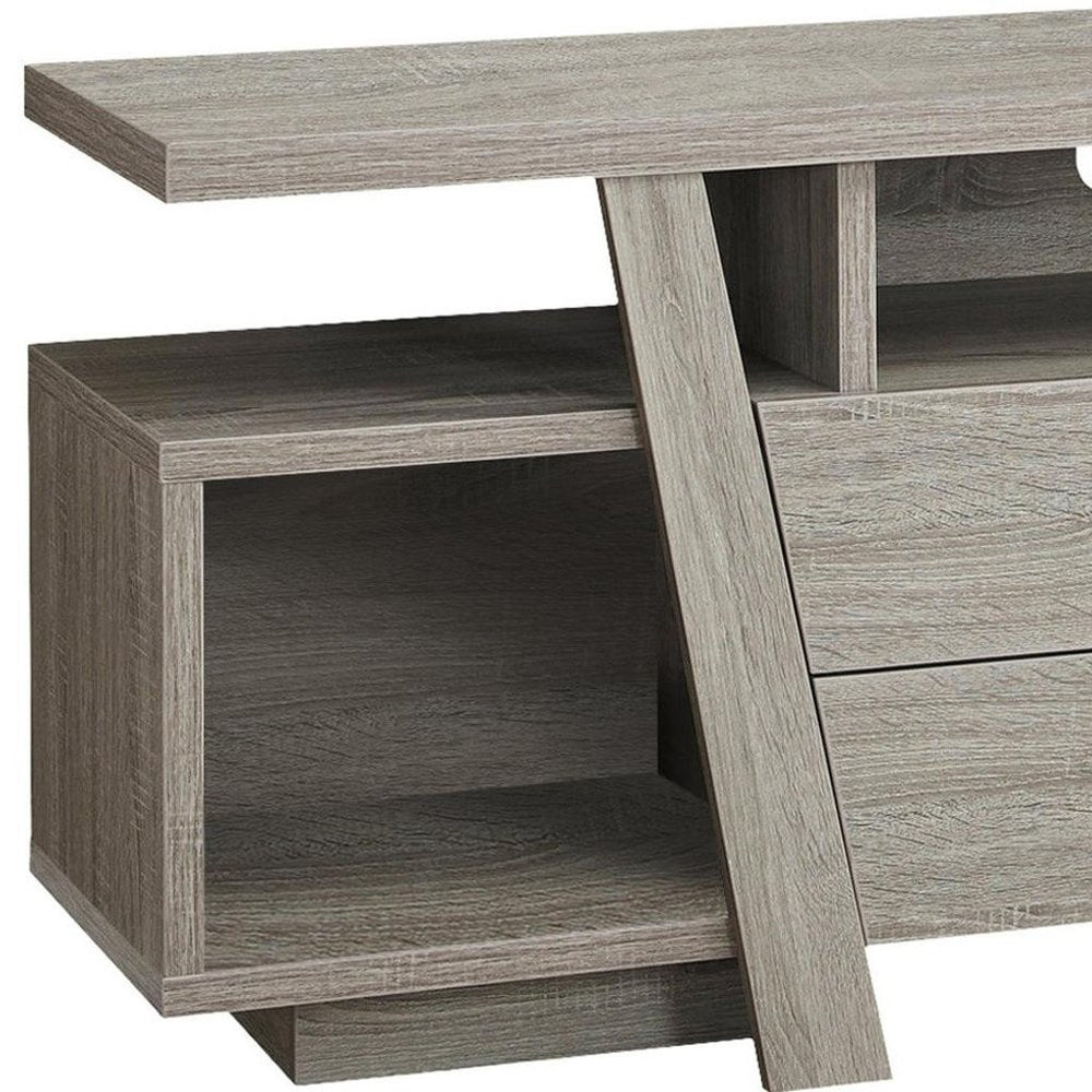 60" Deep Taupe Open Shelving TV Stand HomeRoots