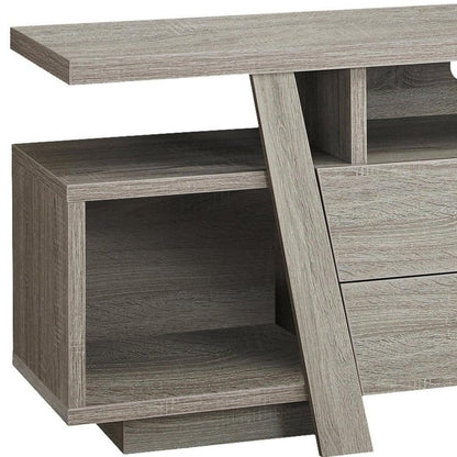 60" Deep Taupe Open Shelving TV Stand HomeRoots