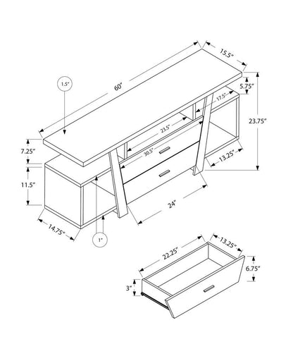 60" Deep Taupe Open Shelving TV Stand HomeRoots