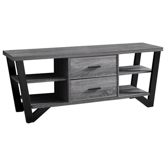 16" Black and Gray Open Shelving TV Stand