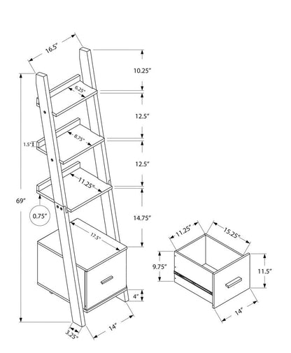 Brown Wood Four Tier Ladder Bookcase HomeRoots