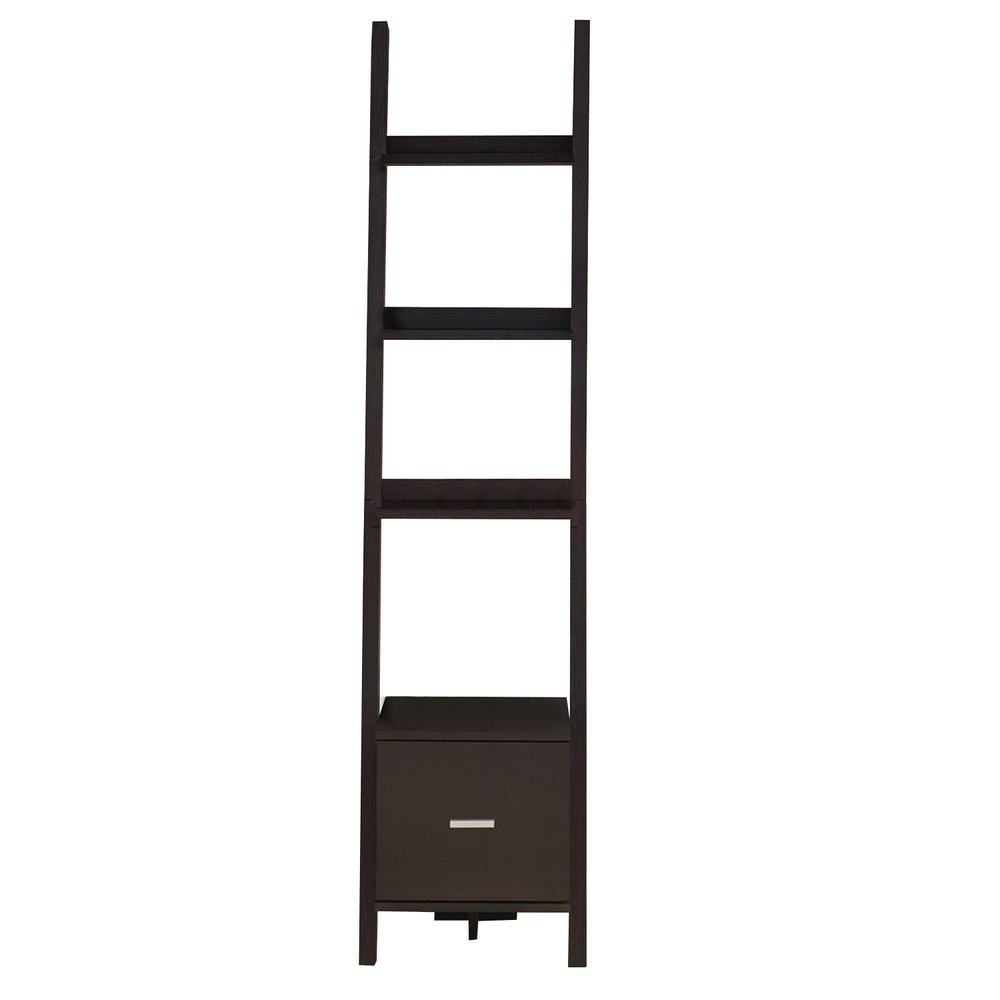 Brown Wood Four Tier Ladder Bookcase HomeRoots