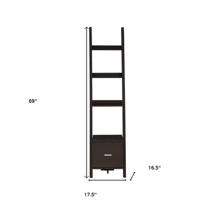 Brown Wood Four Tier Ladder Bookcase HomeRoots