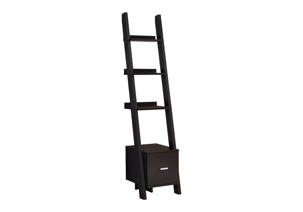 Brown Wood Four Tier Ladder Bookcase HomeRoots