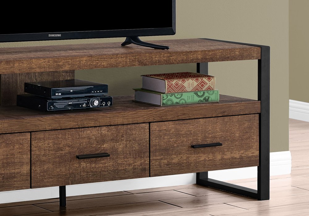 59" Brown and Black Cabinet Enclosed Storage TV Stand HomeRoots