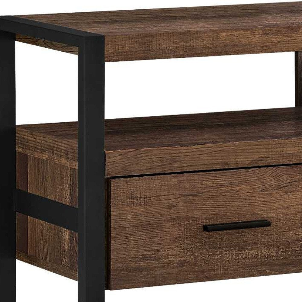 59" Brown and Black Cabinet Enclosed Storage TV Stand HomeRoots