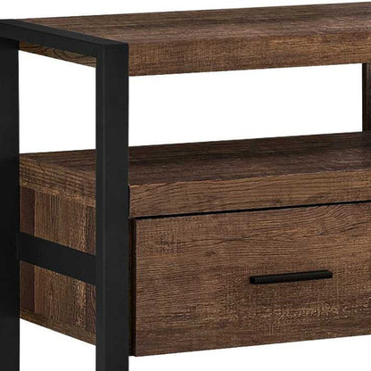 59" Brown and Black Cabinet Enclosed Storage TV Stand HomeRoots
