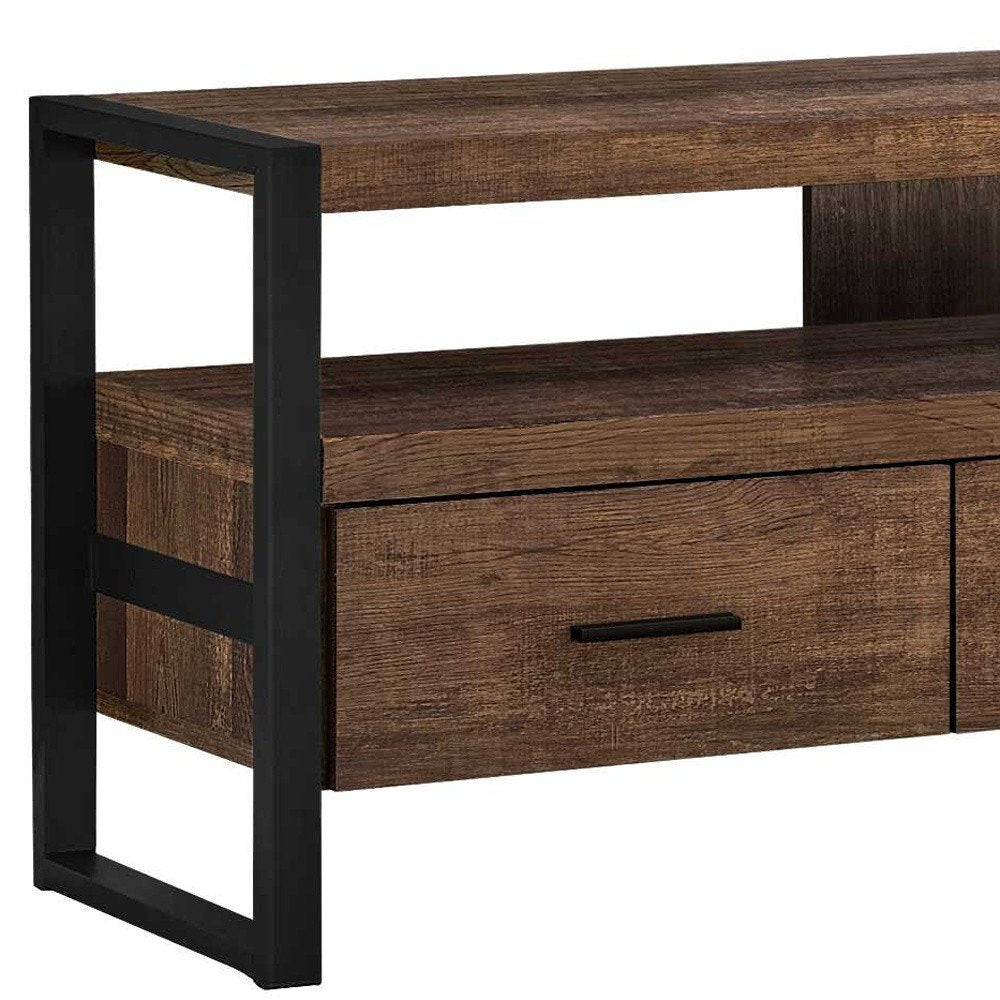 59" Brown and Black Cabinet Enclosed Storage TV Stand HomeRoots